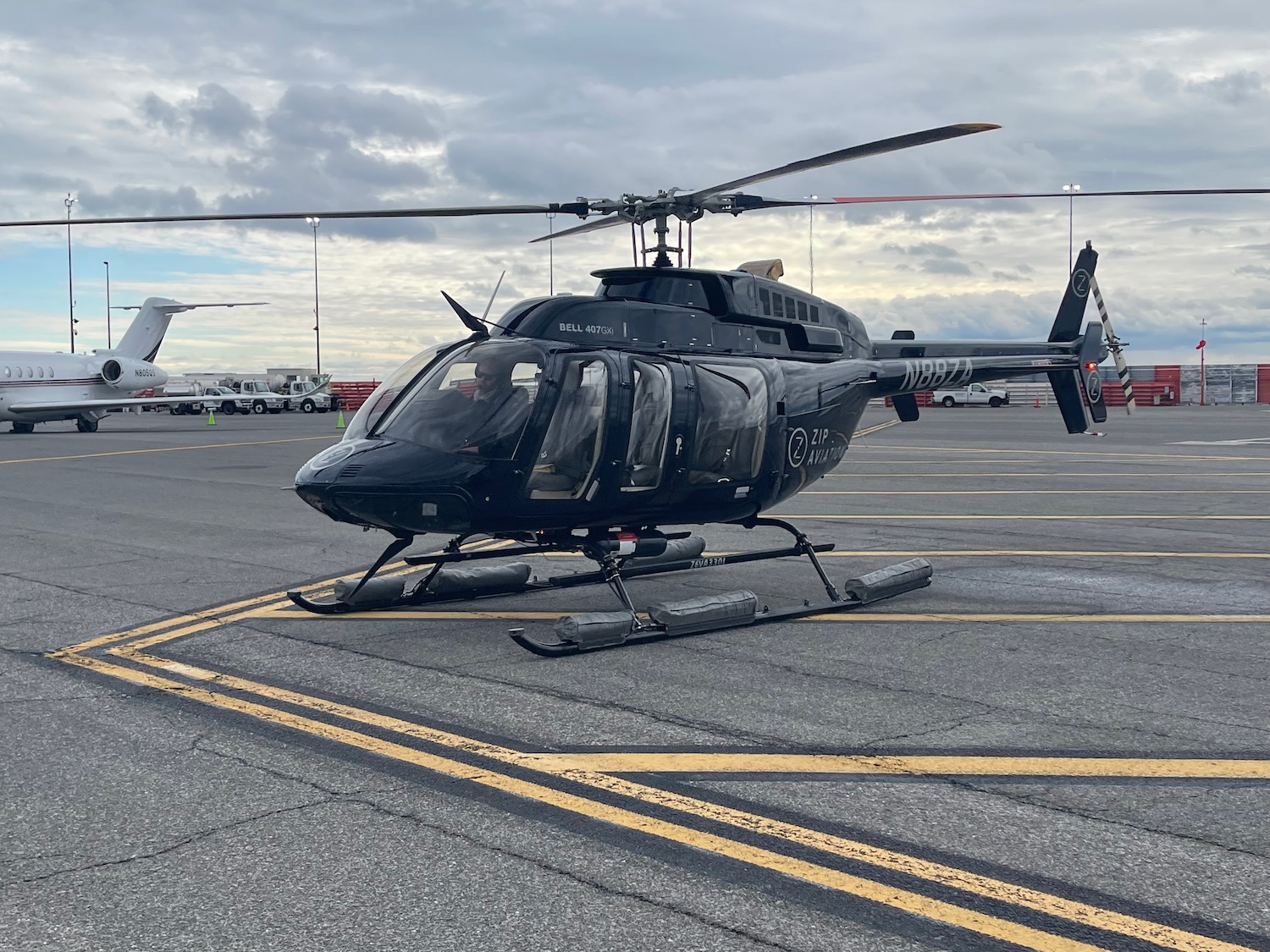 a helicopter on a runway