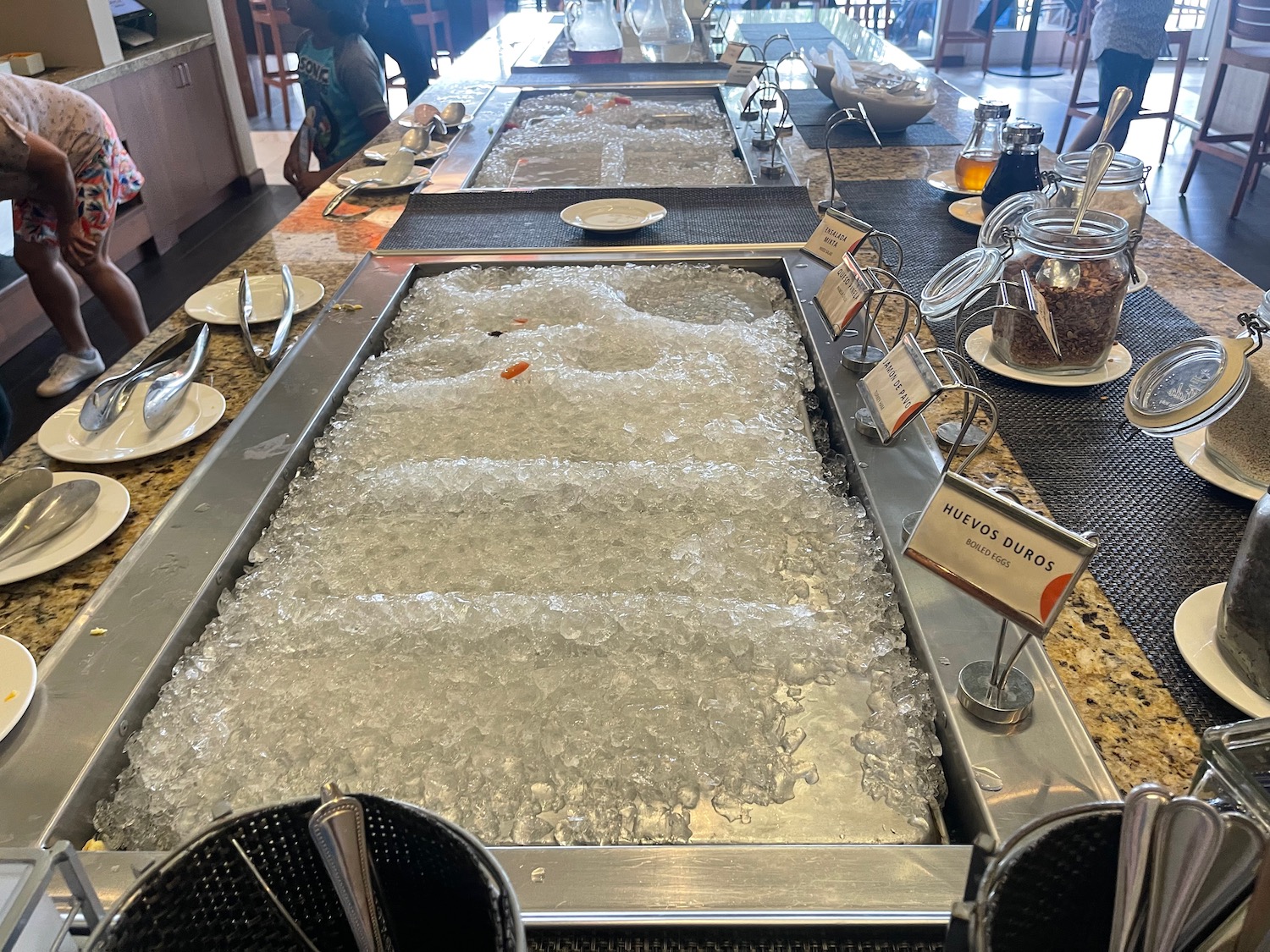 a large ice tray with ice on it