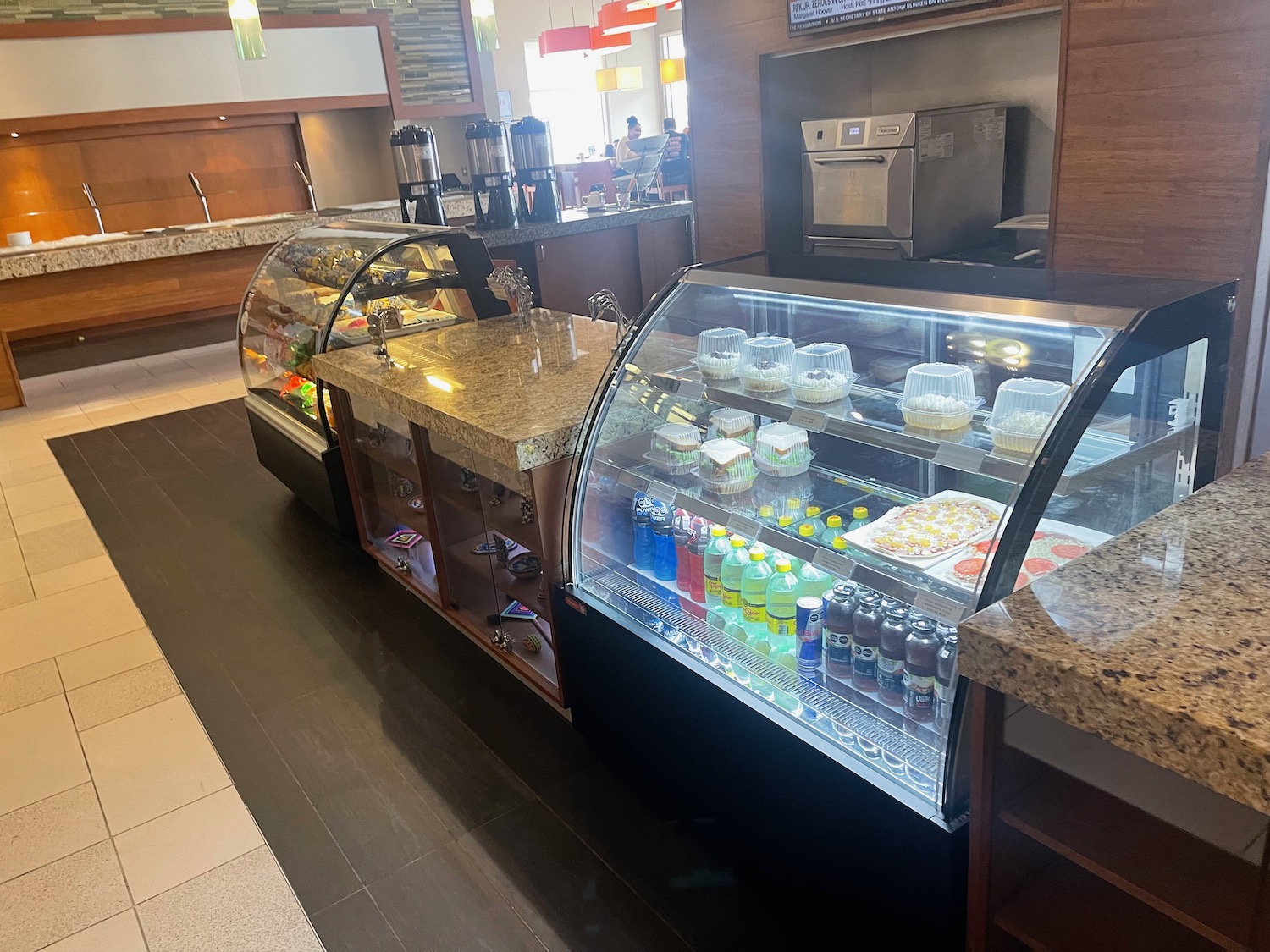 a display case of food in a restaurant