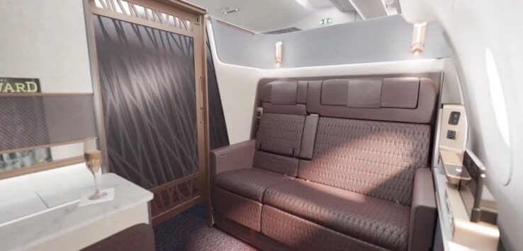 a couch in a plane