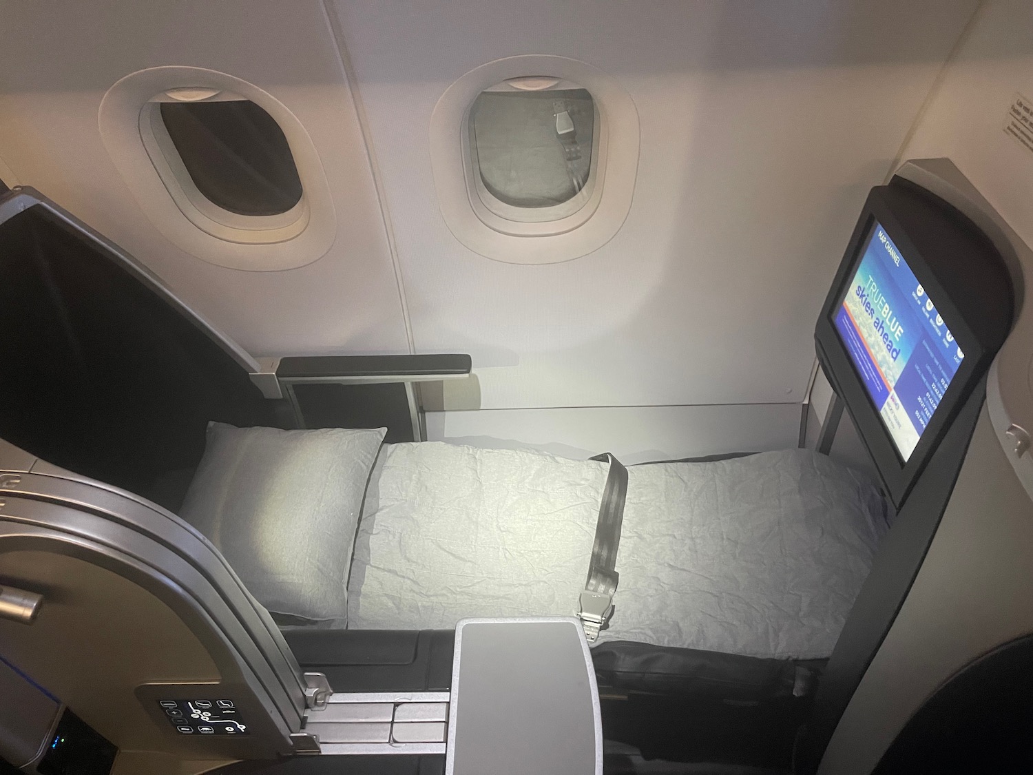 a bed in an airplane