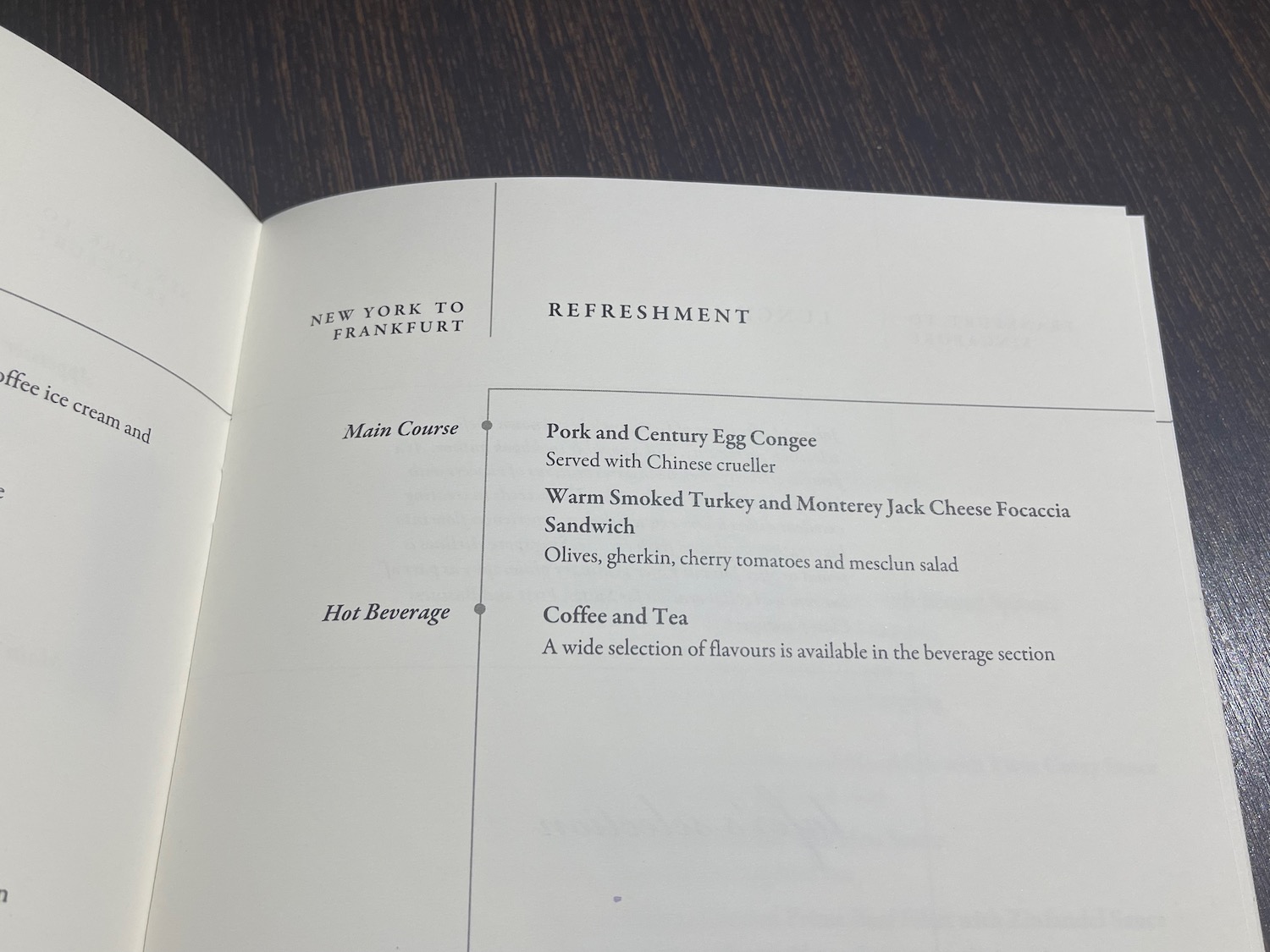 a menu in a book