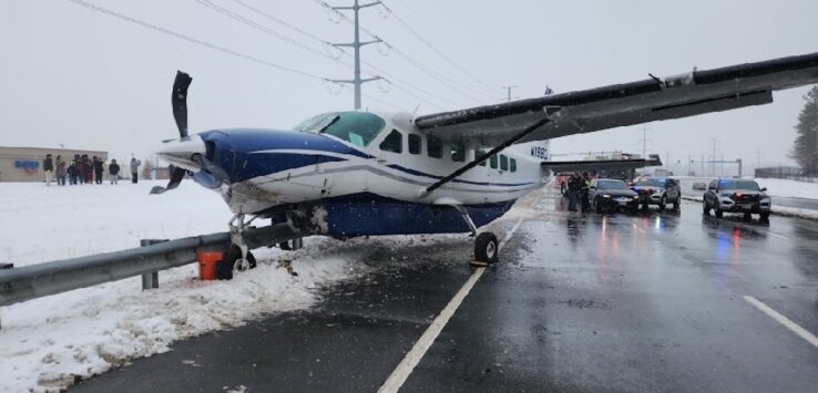 a plane on the road