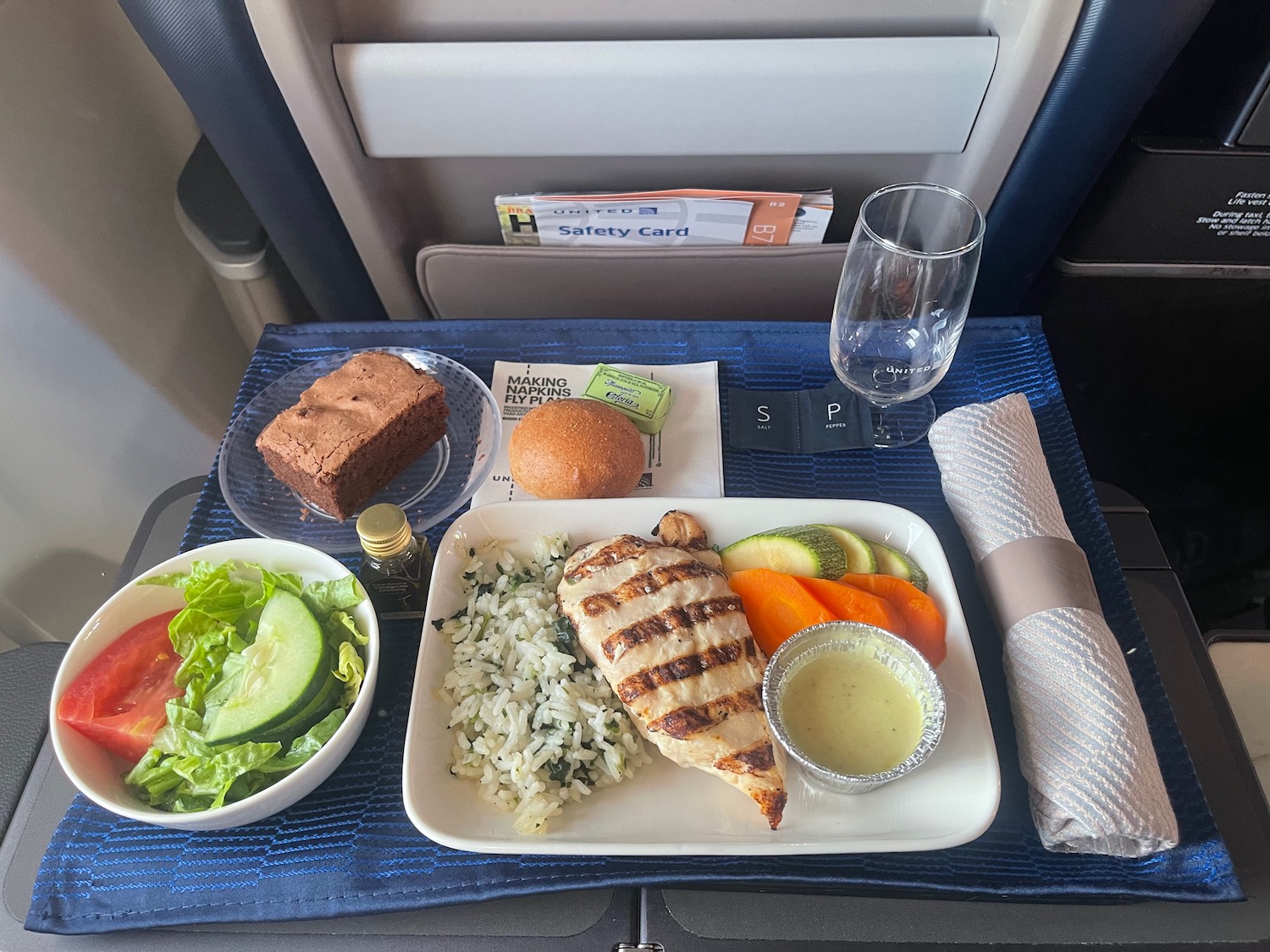 a plate of food on a tray