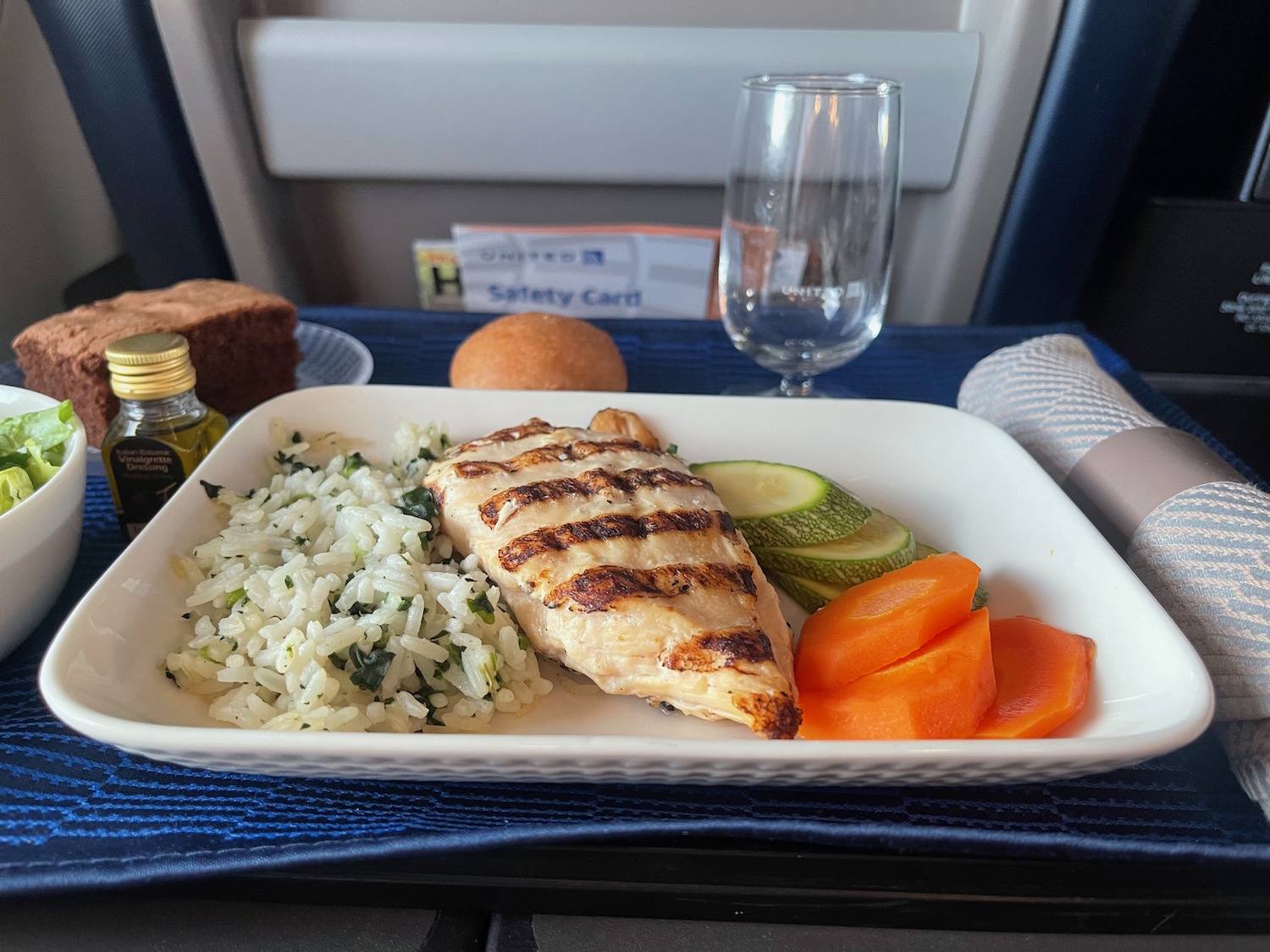 a plate of food on a tray