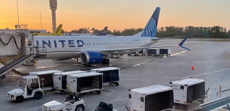 a plane parked on a runway