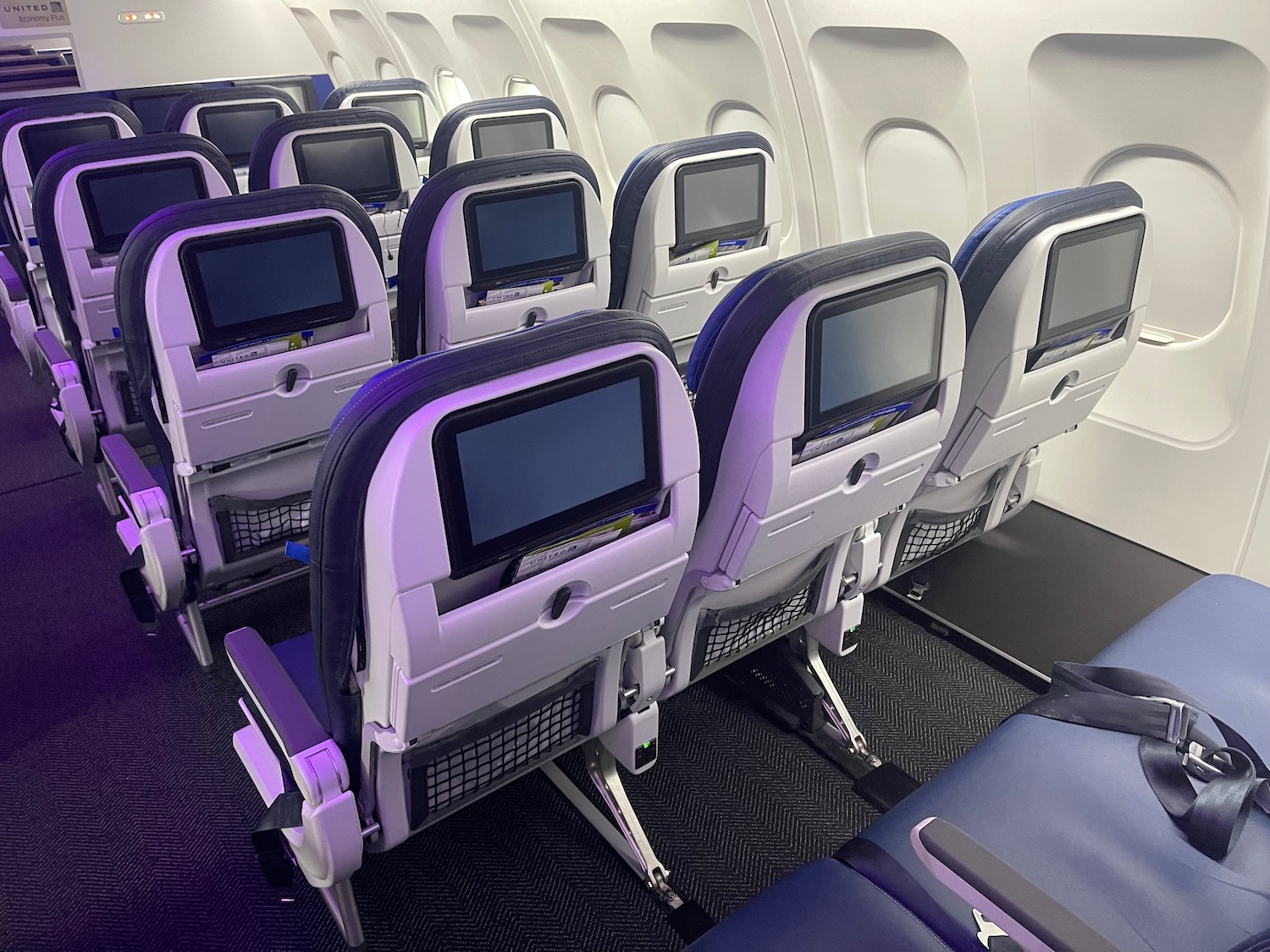 a row of seats in an airplane