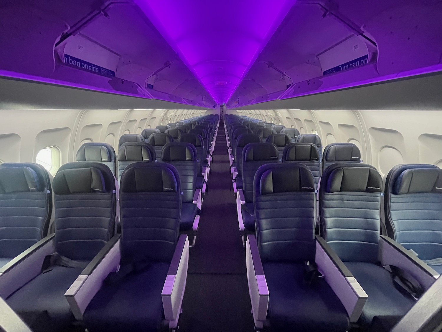 an airplane with rows of seats