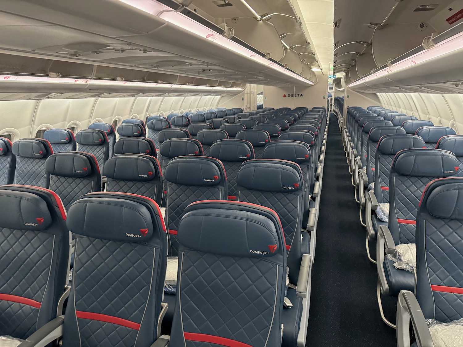 a plane with rows of seats