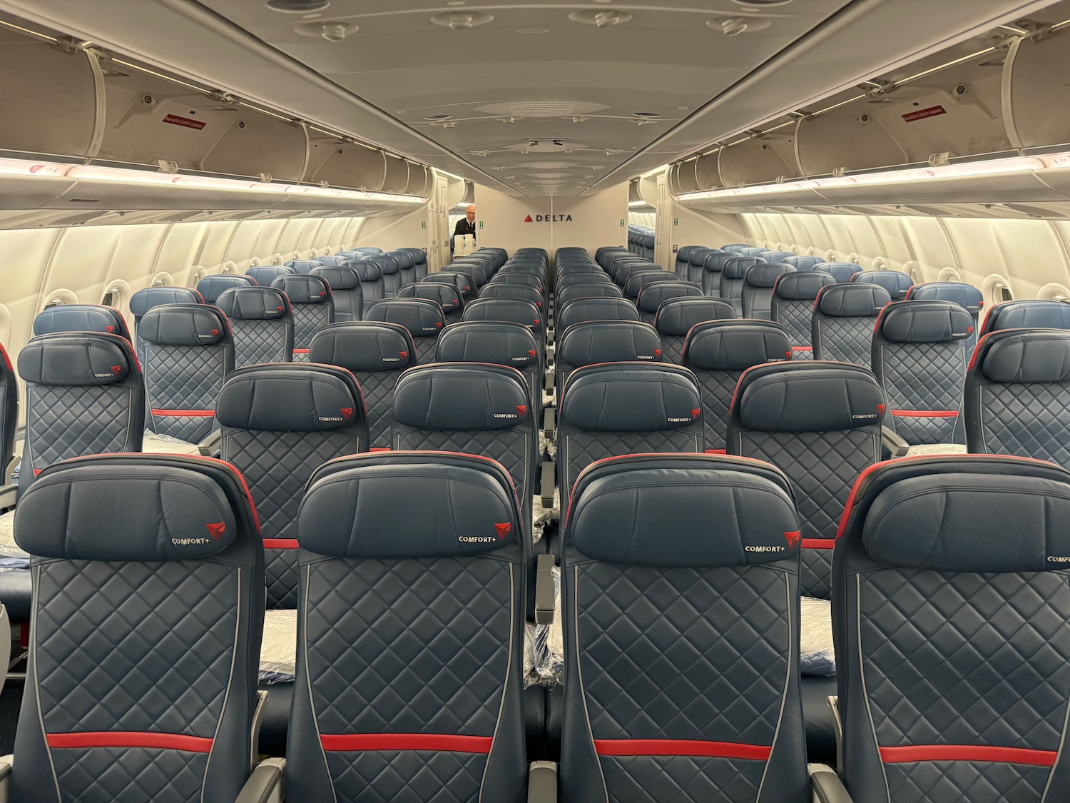 a plane with rows of seats