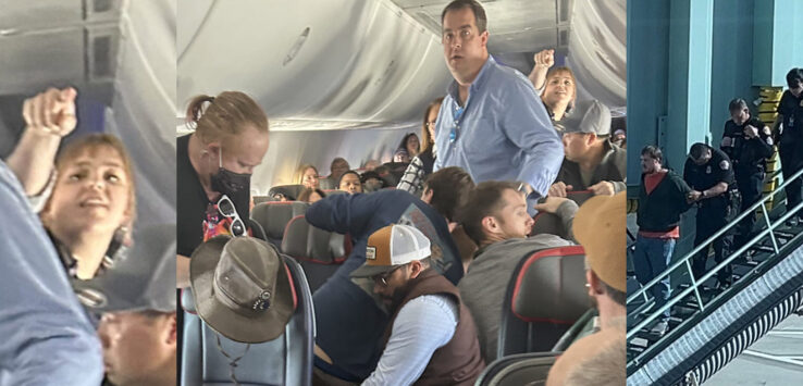 a group of people in an airplane