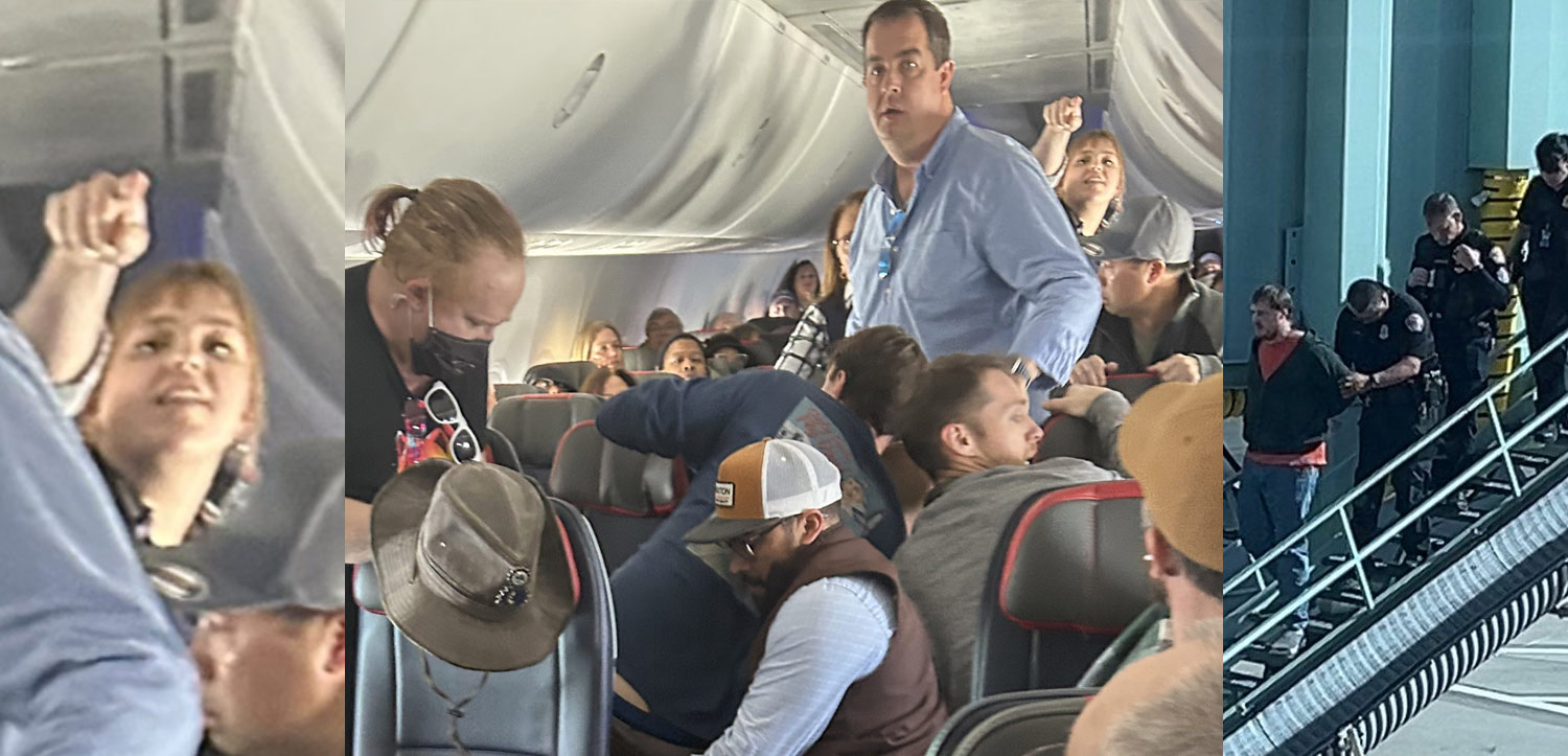 a group of people in an airplane