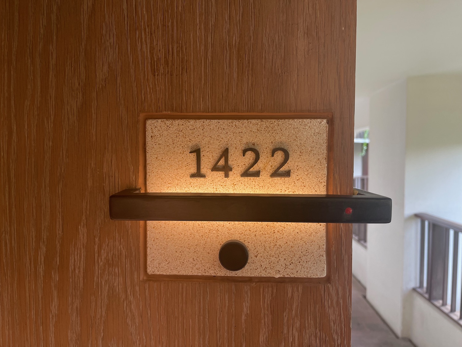 a door with a handle and a number on it