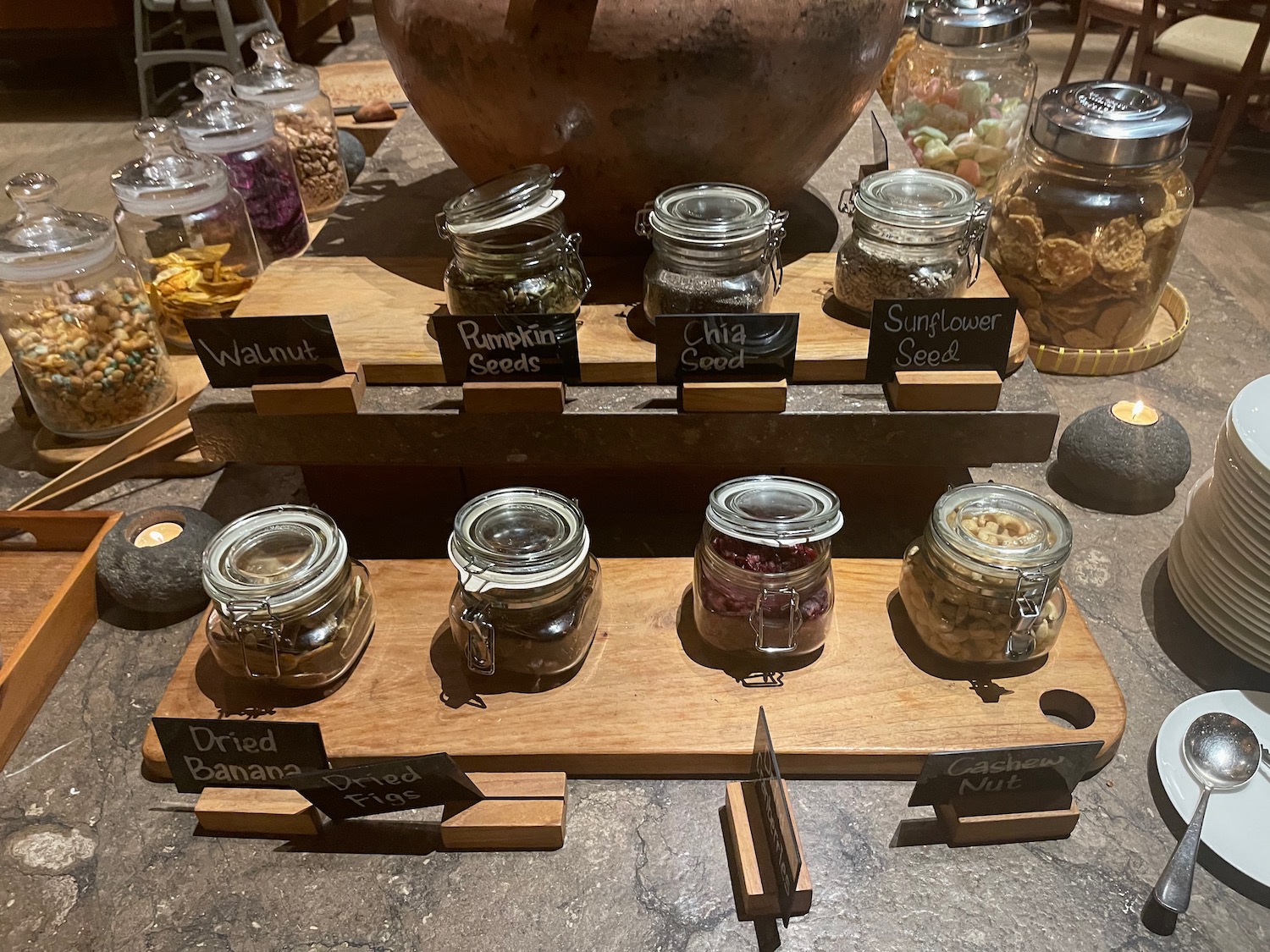 a display of food on a table