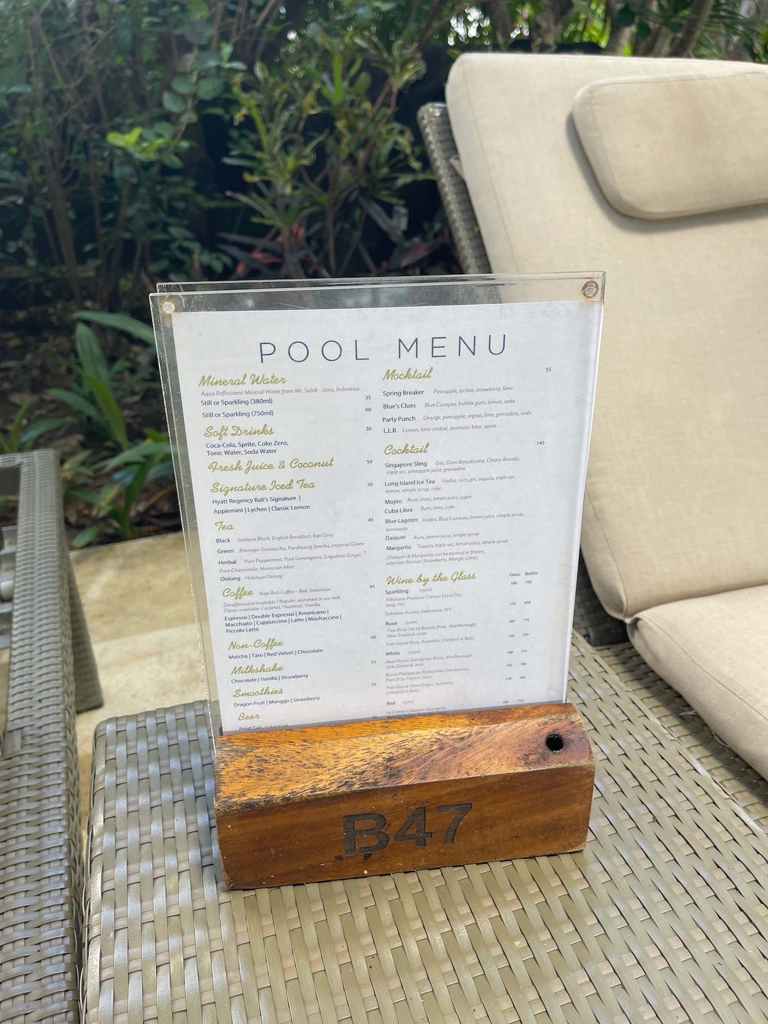 a menu on a table