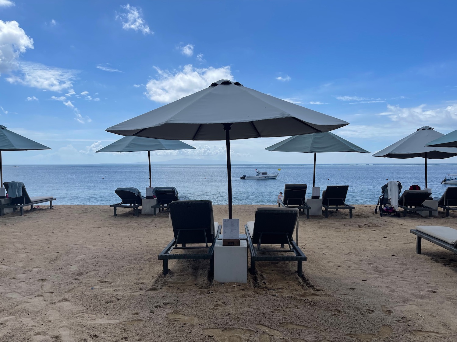 chairs and umbrellas on a beach