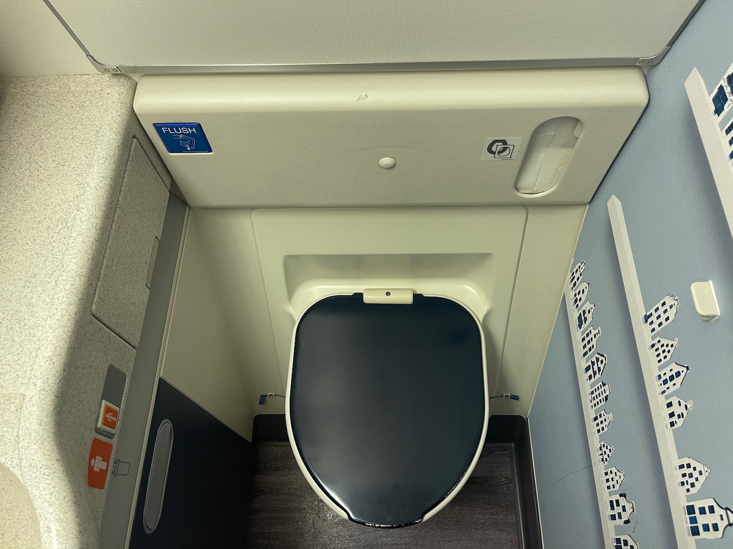 a toilet in a plane