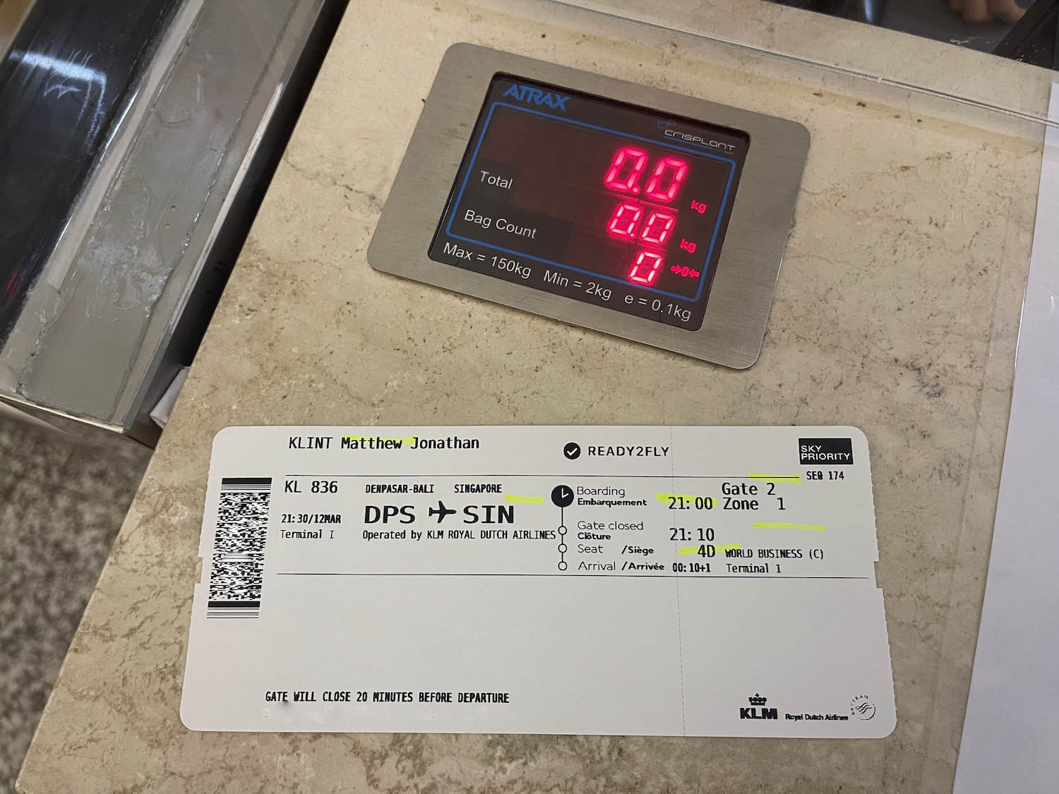 a ticket and a digital timer