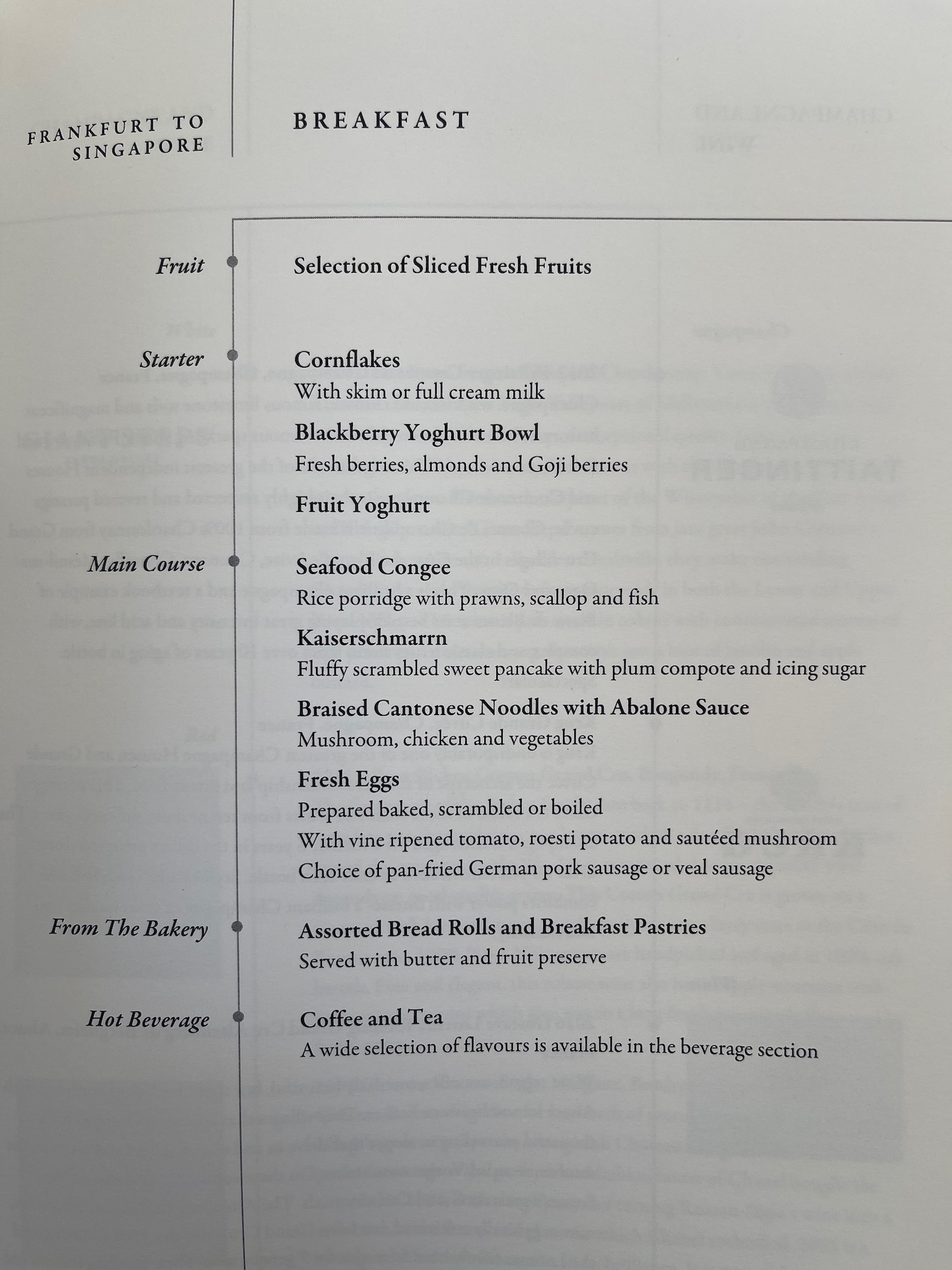 a menu with text on it