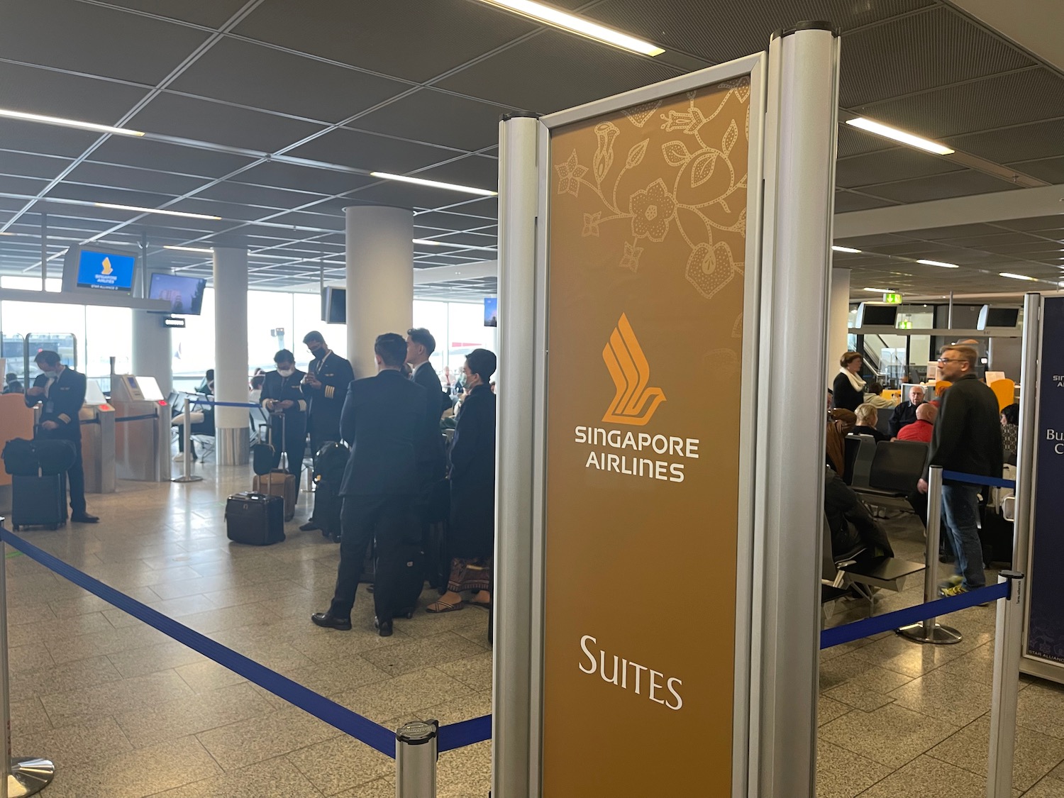 a group of people in an airport