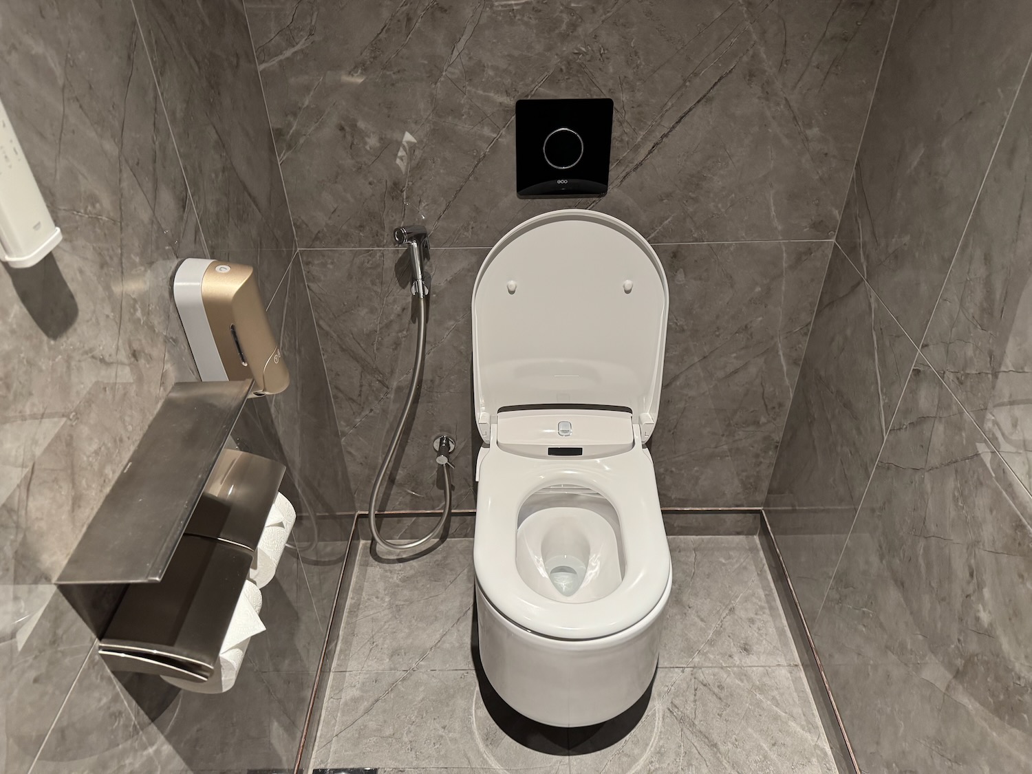 a toilet in a bathroom