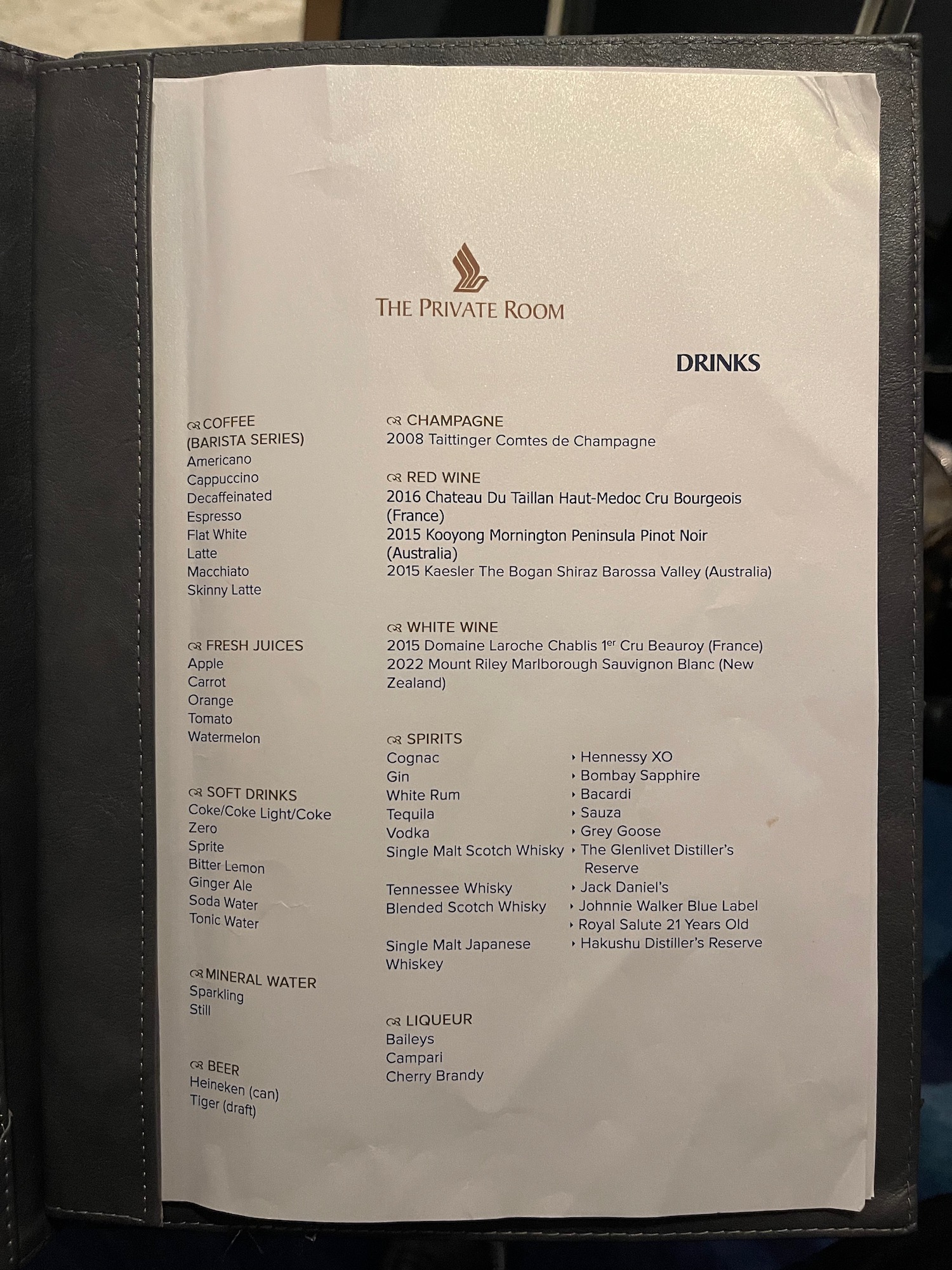 a menu with text on it