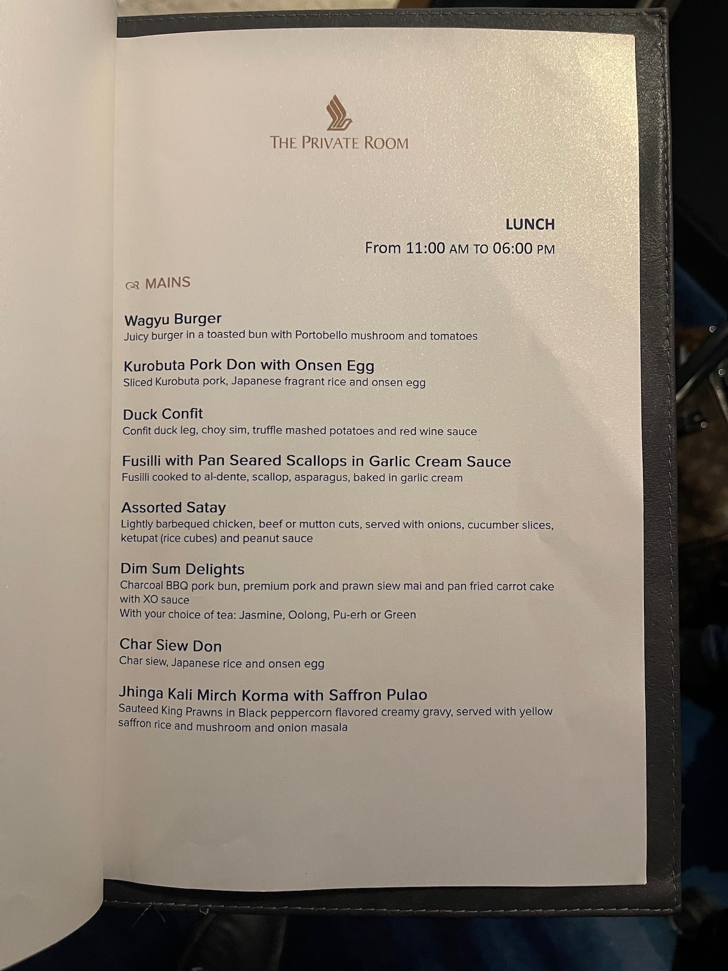 a menu of a restaurant