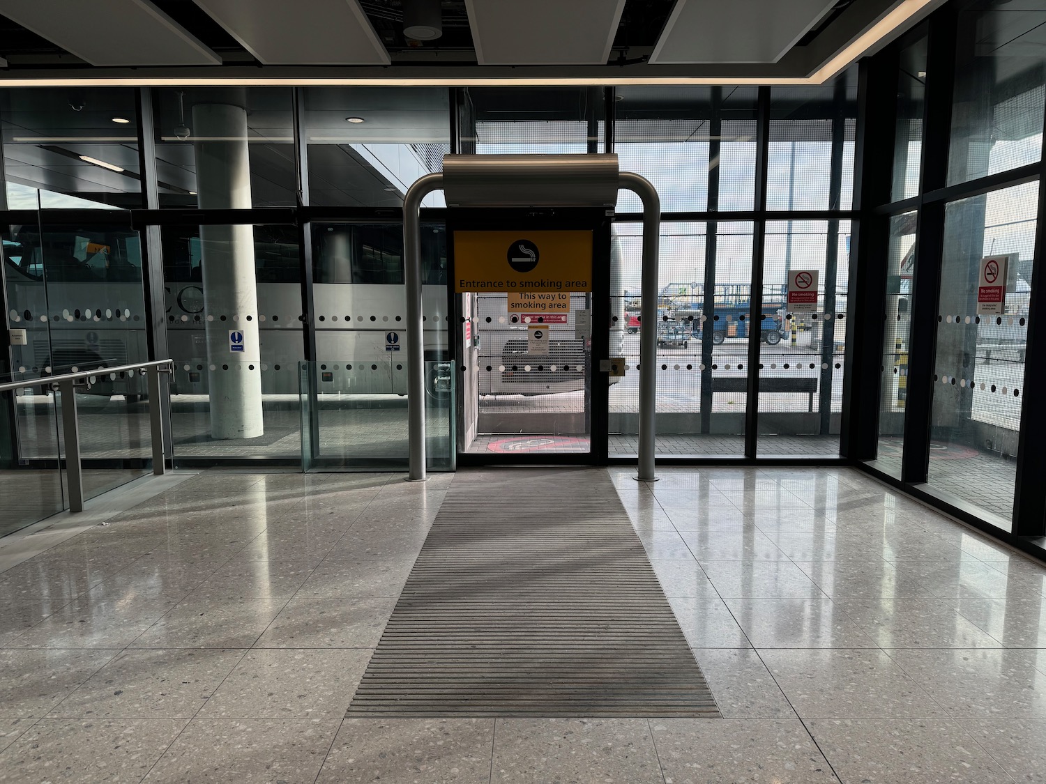 a glass door with a sign on it