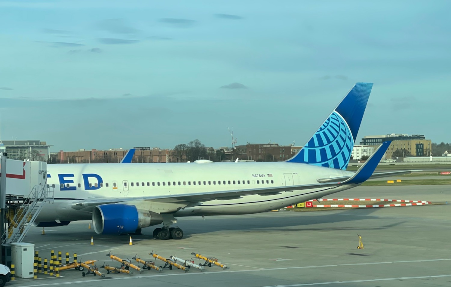 a plane on the runway