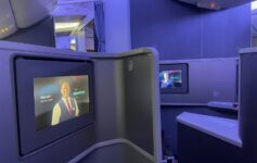 a tv screens in an airplane
