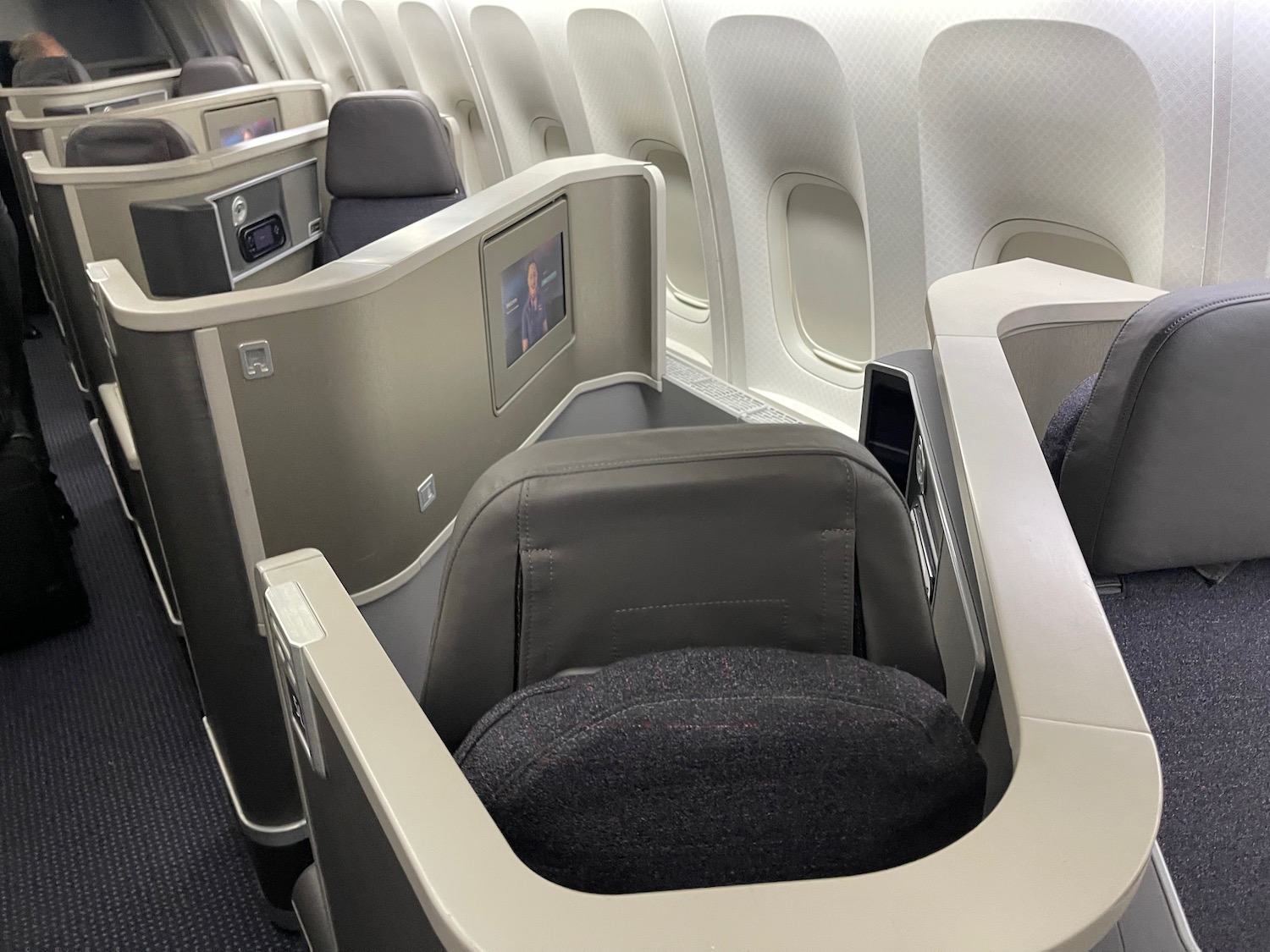 a row of seats on an airplane