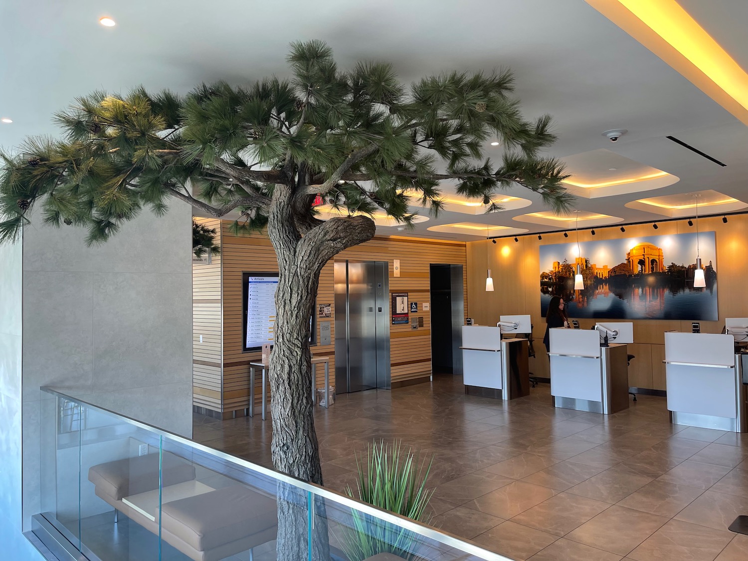 a tree in a lobby