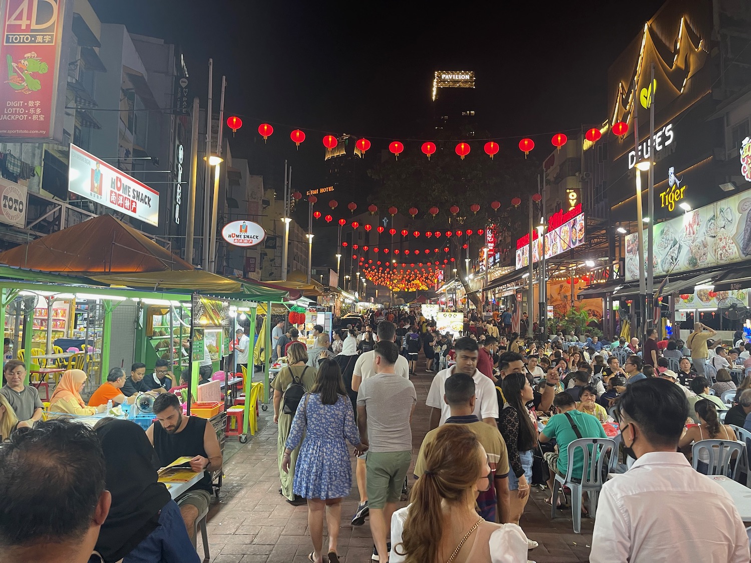 a crowd of people on a street