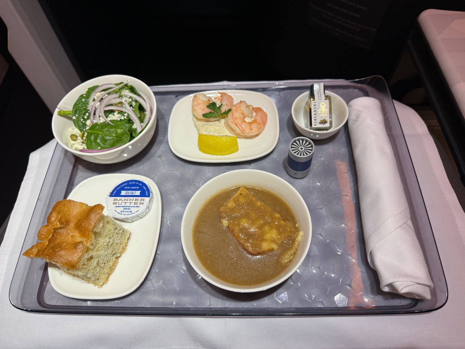 a tray with food on it