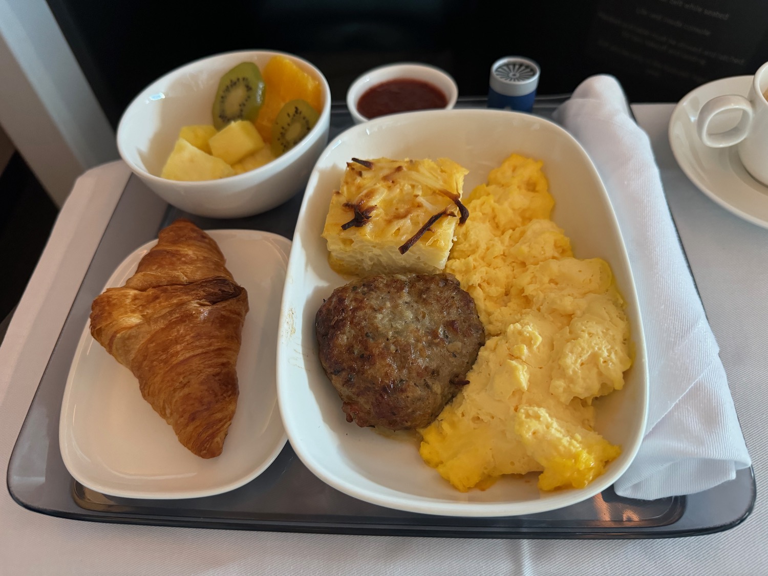 a tray with food on it