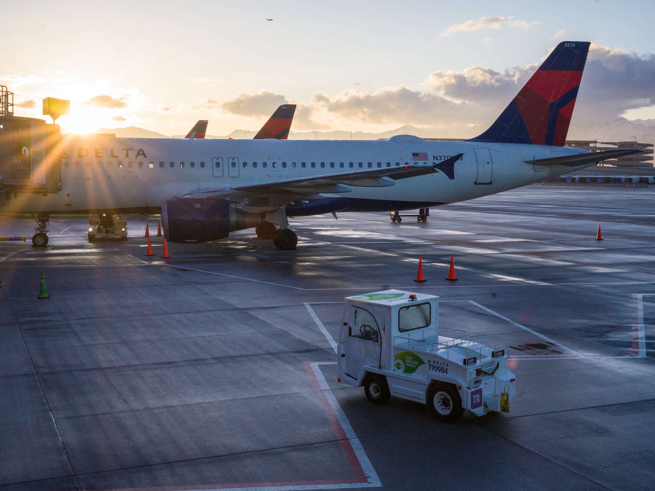 a plane on the runway