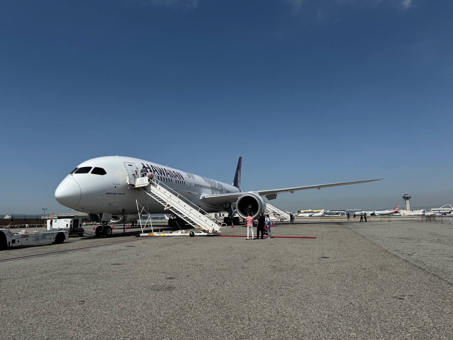 a plane with stairs on the side