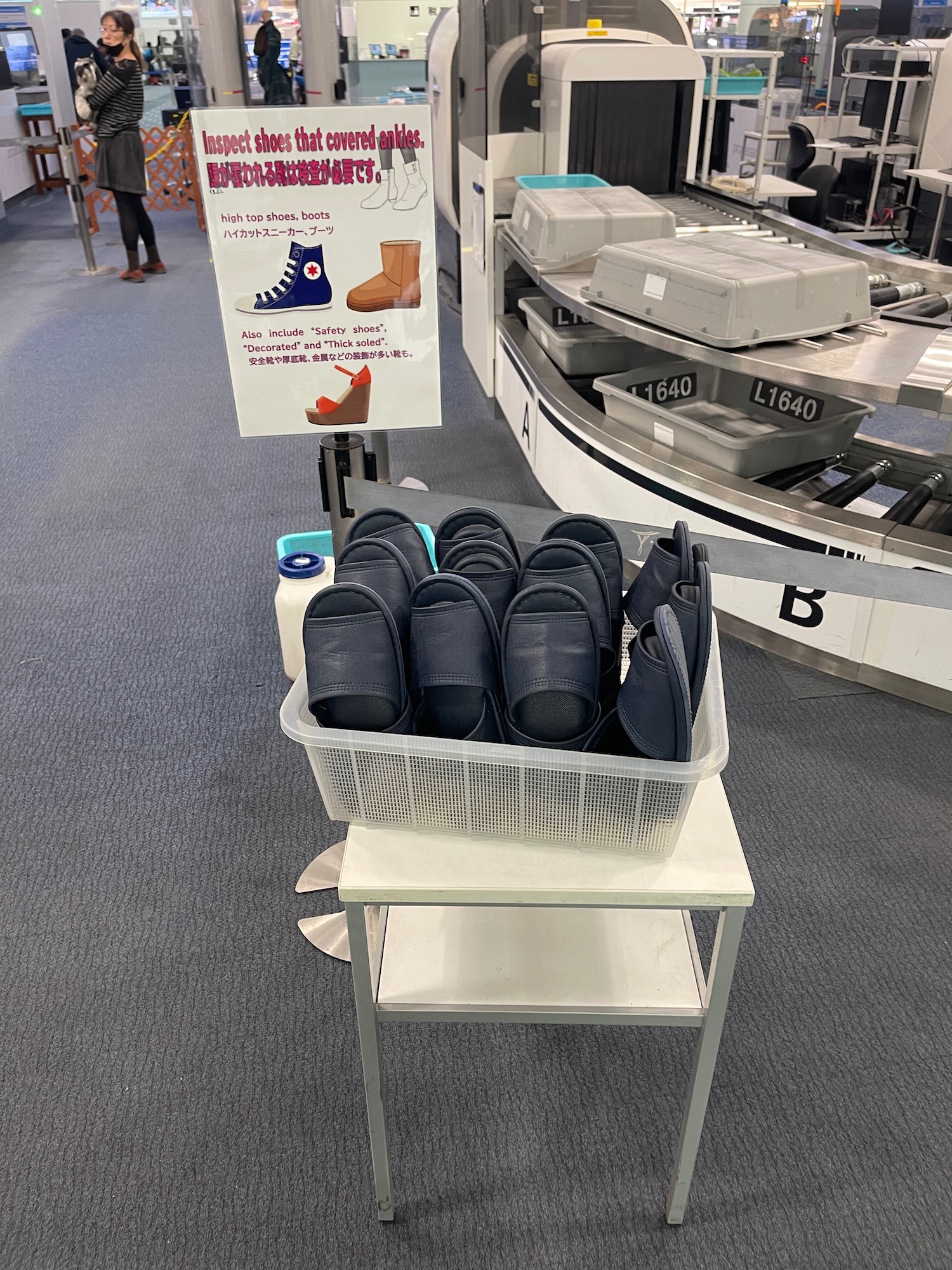 a basket of shoes on a table