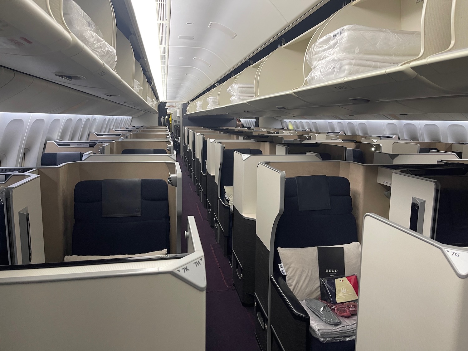 an airplane with seats and shelves