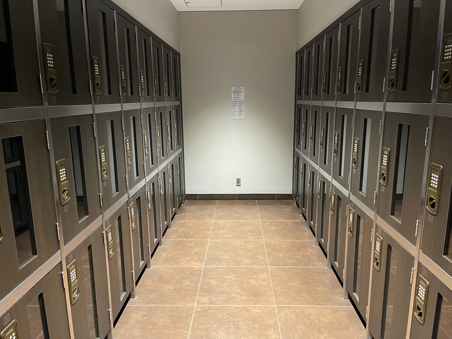 a hallway with rows of lockers