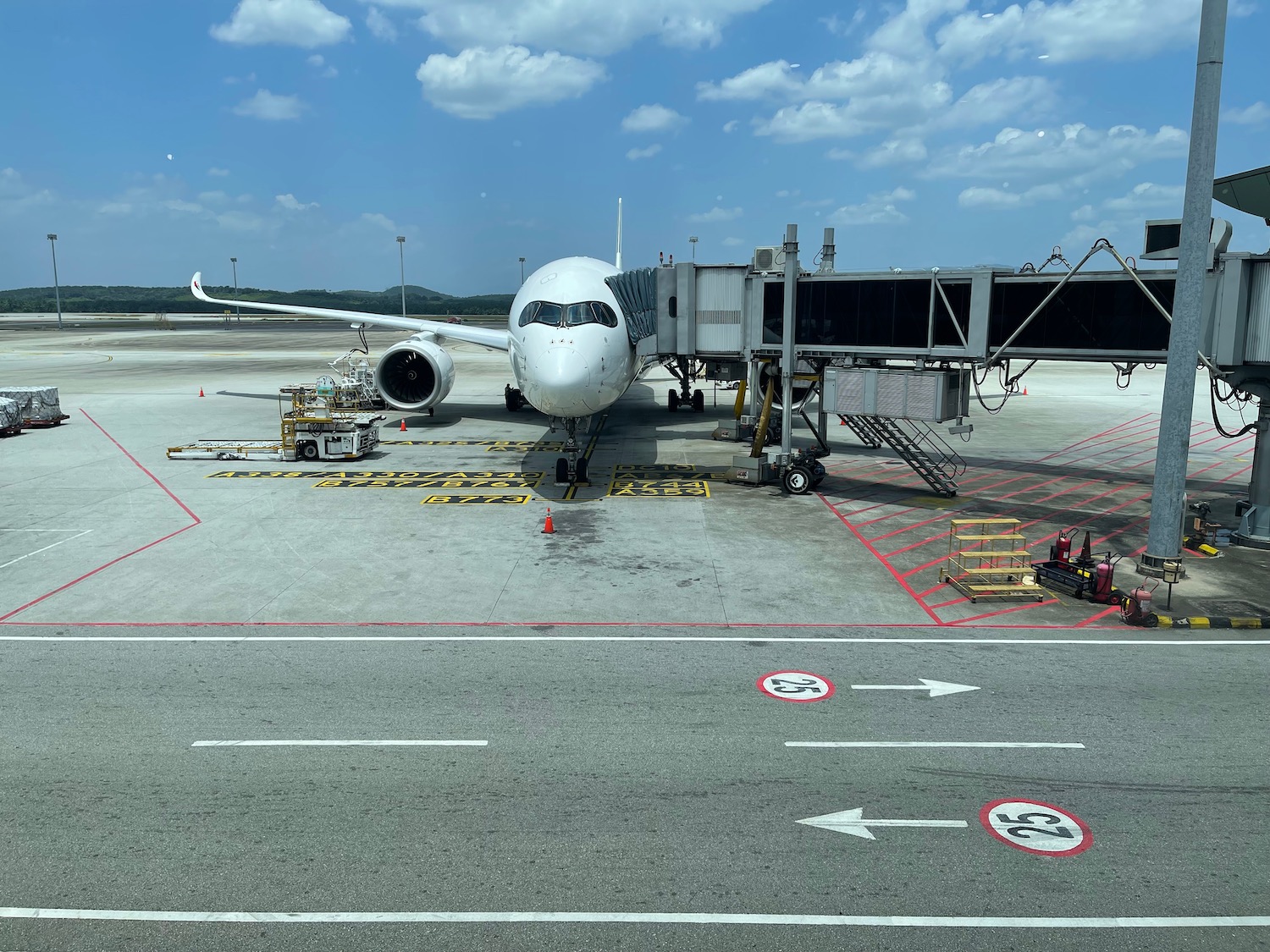 an airplane parked on a tarmac