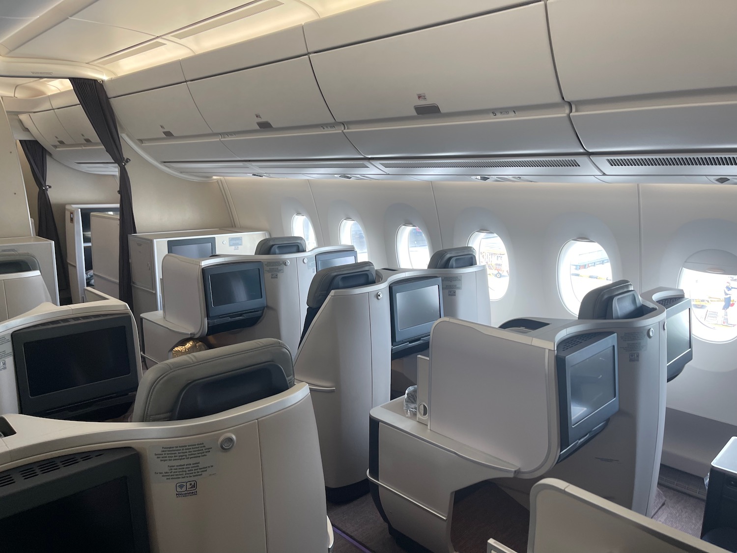 a row of seats in an airplane