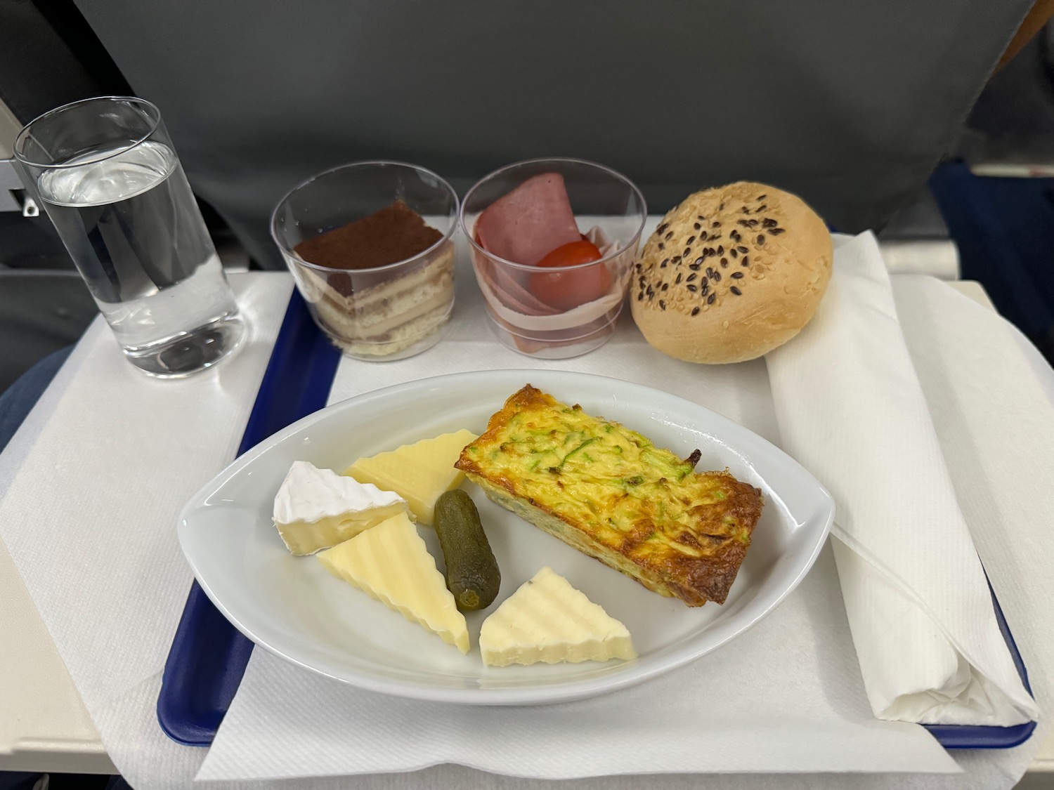 a plate of food on a tray