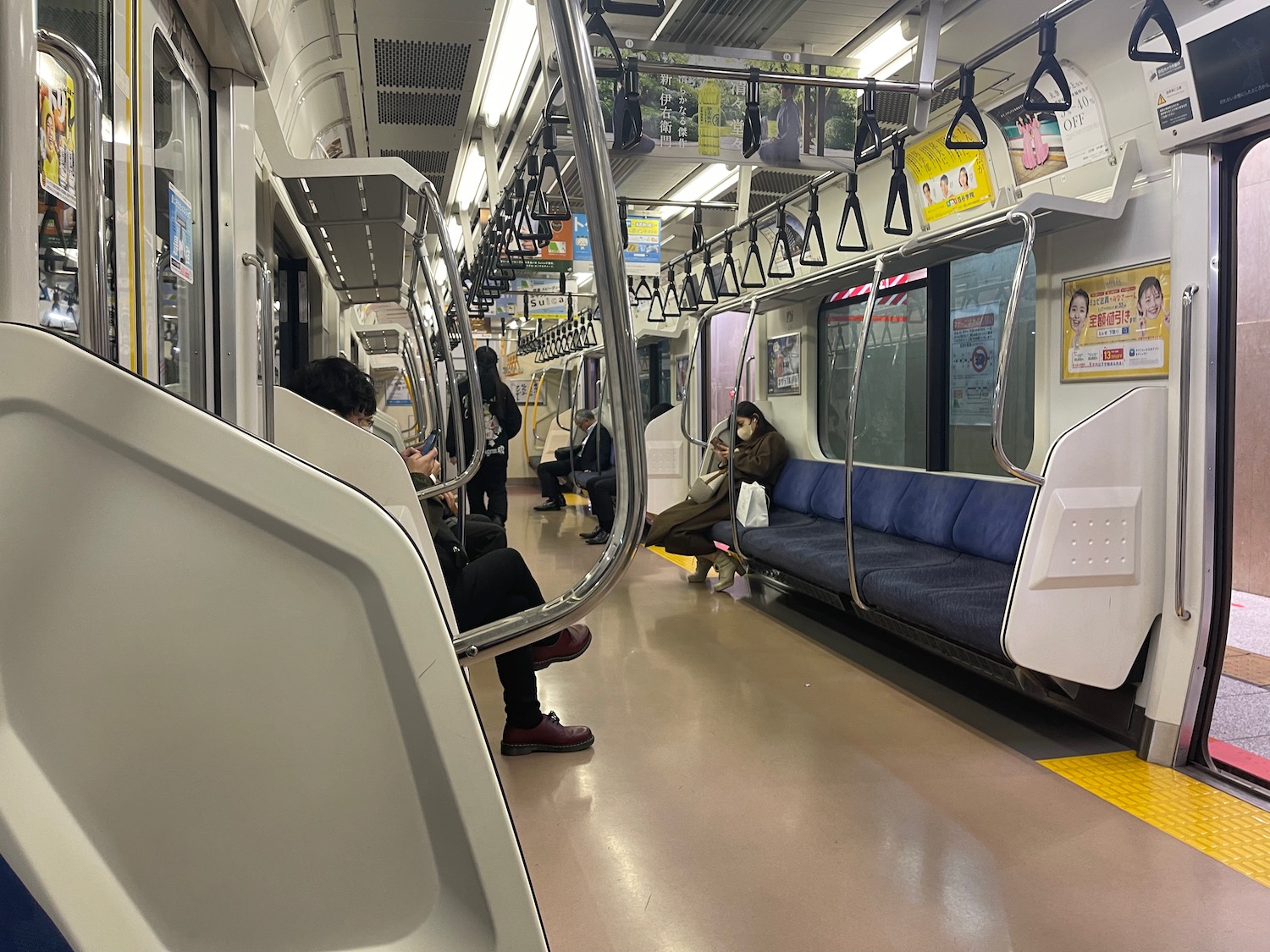 people on a subway train