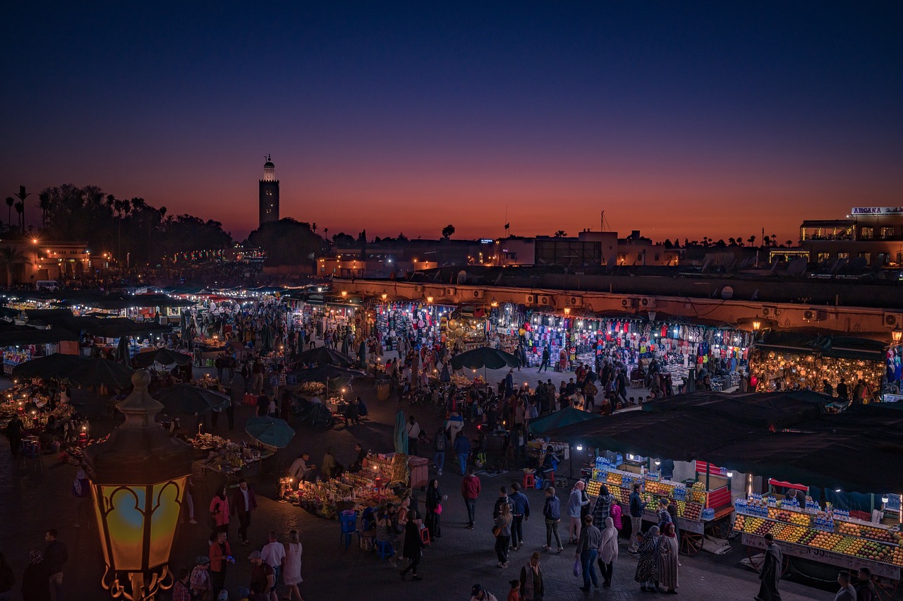 a crowd of people at a market