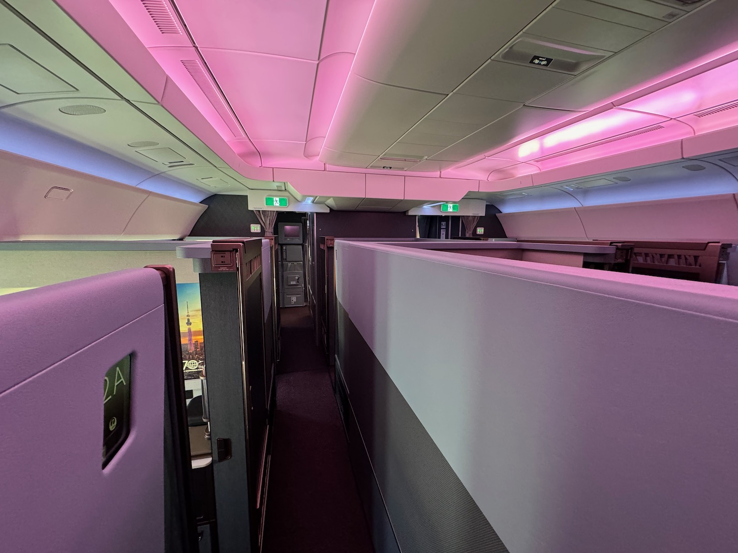 a pink lights on a plane
