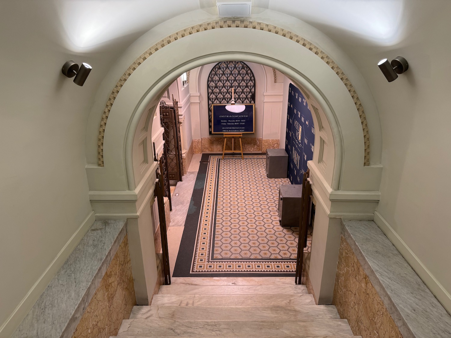 a staircase leading to a building