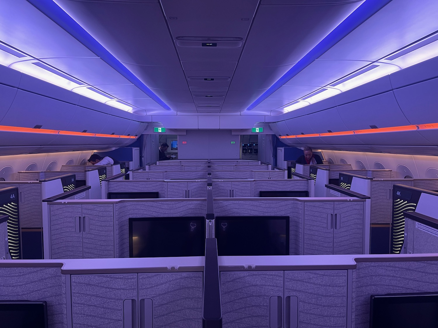 an airplane with a few cubicles