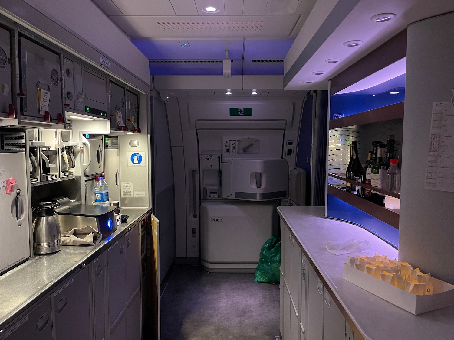 a kitchen inside a plane