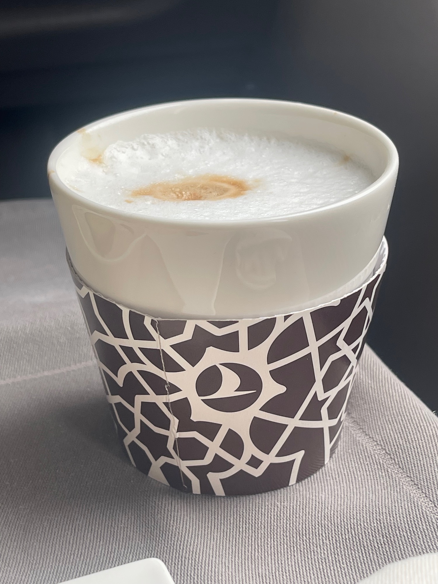 a cup of coffee with foam in it